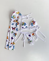 SET BIKINI MARIPOSAS COLORES + FALDA EN MALLA