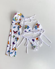 SET BIKINI MARIPOSAS COLORES + FALDA EN MALLA