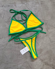 MINI TAN YELLOW THREAD GREEN BIAS