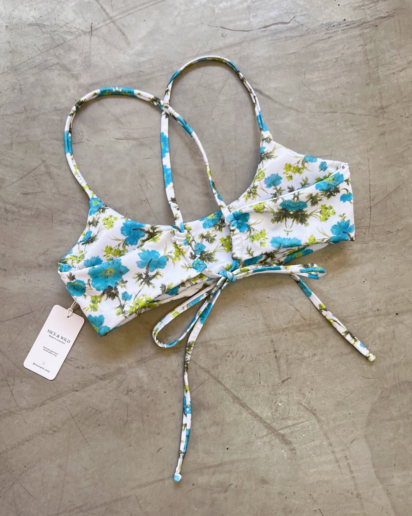 BIKINI CRUZADO FLORES TURQUESA