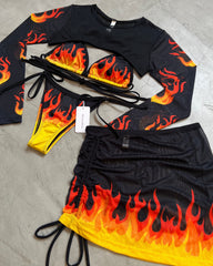 SET BIKINI LLAMAS + FALDA EN MALLA