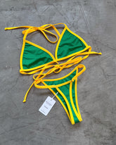 MINI TAN GREEN THREAD YELLOW BIAS