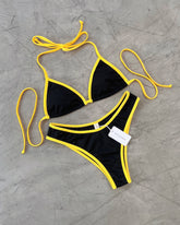 BIKINI BÁSICO PBE NEGRO SESGO AMARILLO
