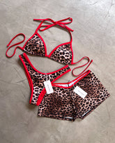 BASIC LEOPARD BIAS BIKINI + SUPLEX SHORTS