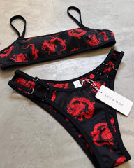 MIRANDA RED DRAGONS BIKINI + MESH SKIRT