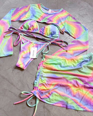 SET BIKINI VETEADO CONFITE + FALDA EN MAYA