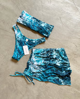 STRAPLESS BEACH BIKINI + MESH SKIRT