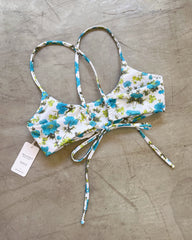 Blue Floral Crisscross Bikini + Mesh Skirt