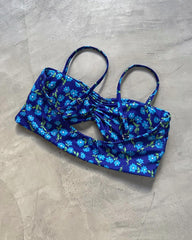 STRAPLESS BLUE FLORAL BIKINI + MESH SKIRT