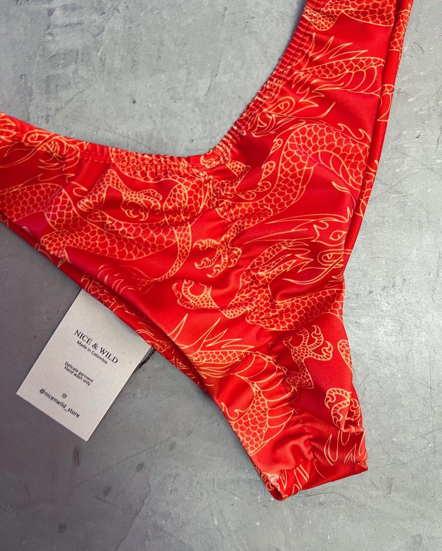 BIKINI CRUZADO DRAGONES NARANJA