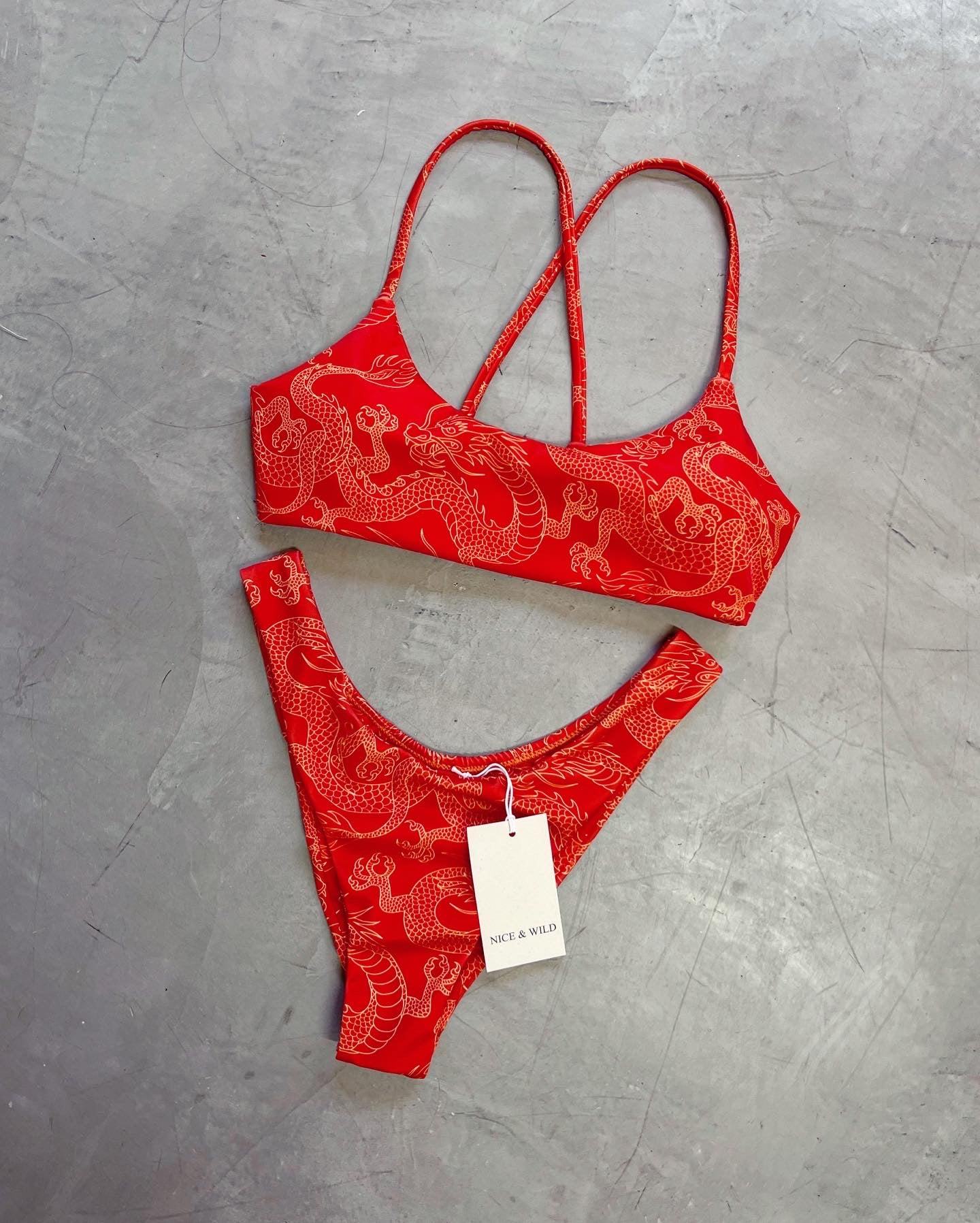 BIKINI CRUZADO DRAGONES NARANJA