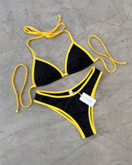 BIKINI BÁSICO PBE NEGRO SESGO AMARILLO