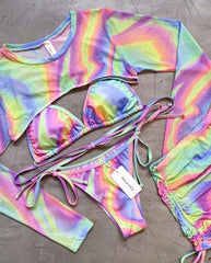 SET BIKINI VETEADO CONFITE + FALDA EN MAYA