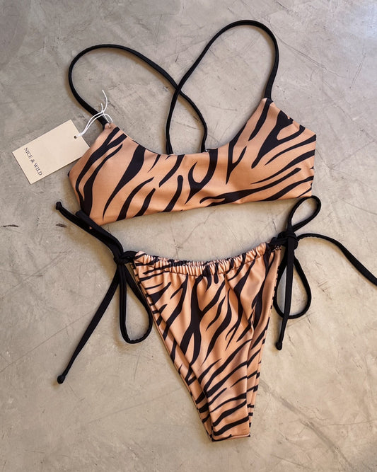 BIKINI CRUZADO ZEBRA DORADA