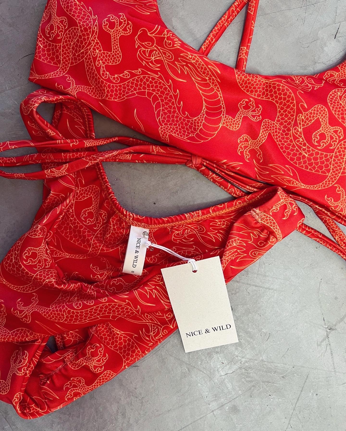 BIKINI CRUZADO DRAGONES NARANJA
