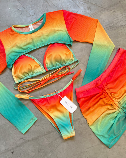 SET BIKINI ATARDECER + FALDA EN MALLA