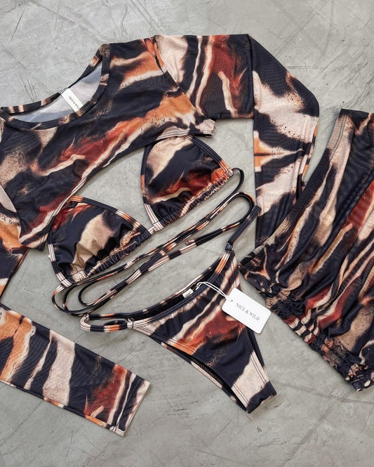 SET BIKINI MOKA + FALDA EN MALLA