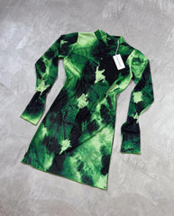 VESTIDO MALLA ABSTRACTO VERDE