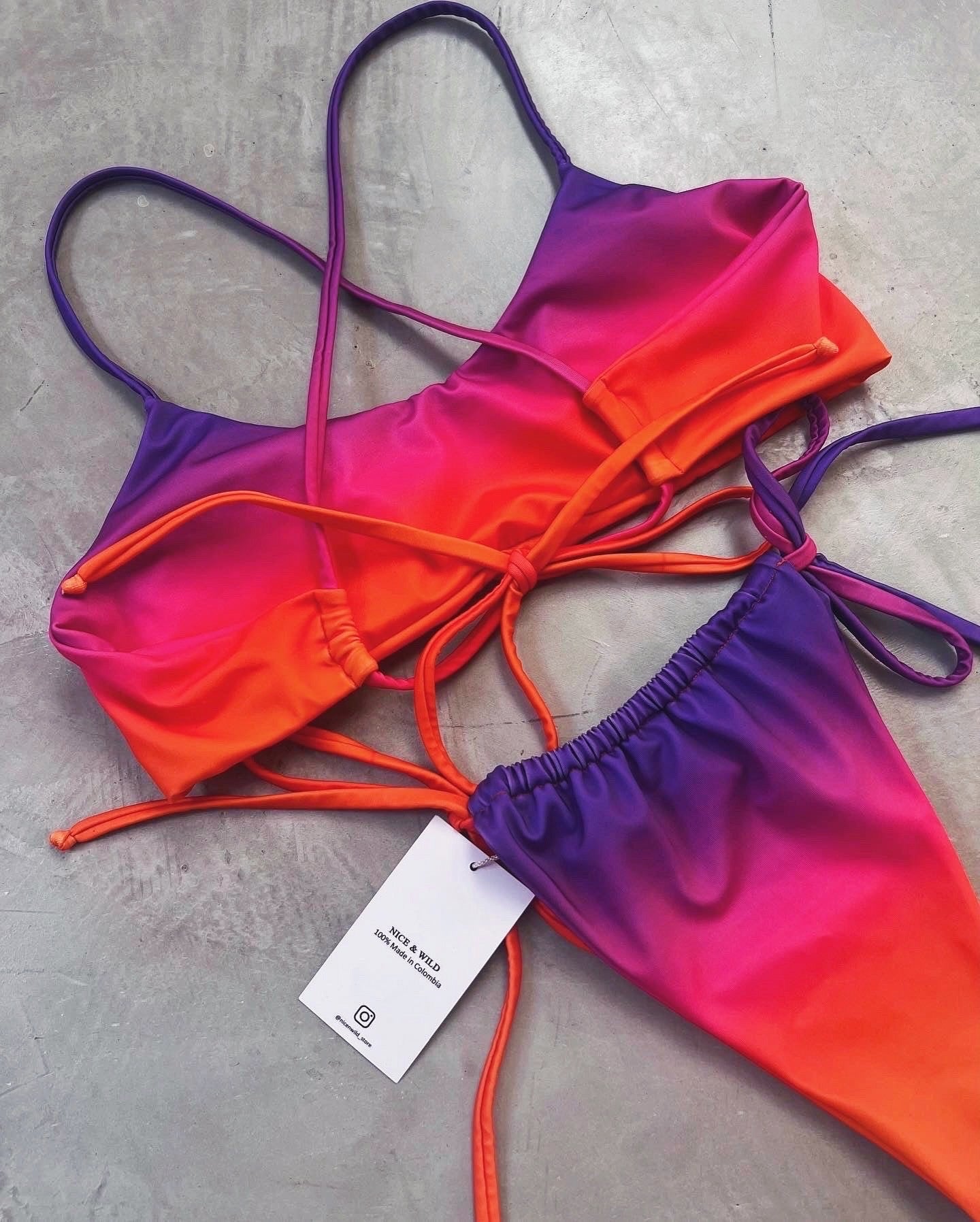 Fade-in Crisscross Bikini + Mesh Skirt