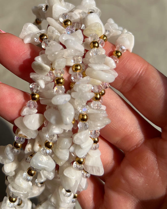 CHOKER CUARZO BLANCO Y MURANO